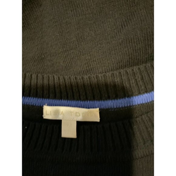 Lisa Todd Black Sweater W/ Blue Trim & White Lettering, Size Medium - Picture 6 of 6